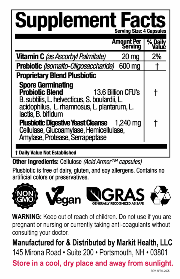PlusBiotic Supplement Facts
