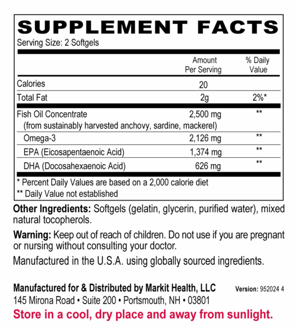 PureSea Omega Supplememnt Facts